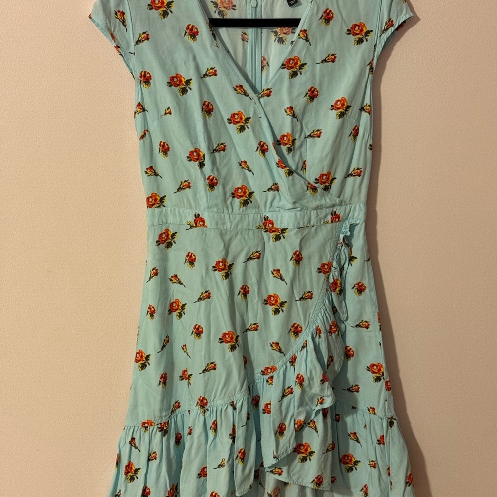J. Crew Light Blue Floral Flutter Sleeve Sundress - Picture 3 of 5
